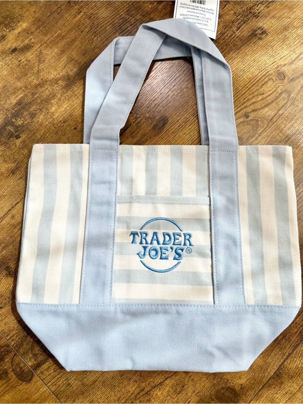 Trader Joe's Pastel Blue Stripe Canvas
Mini Tote Bag